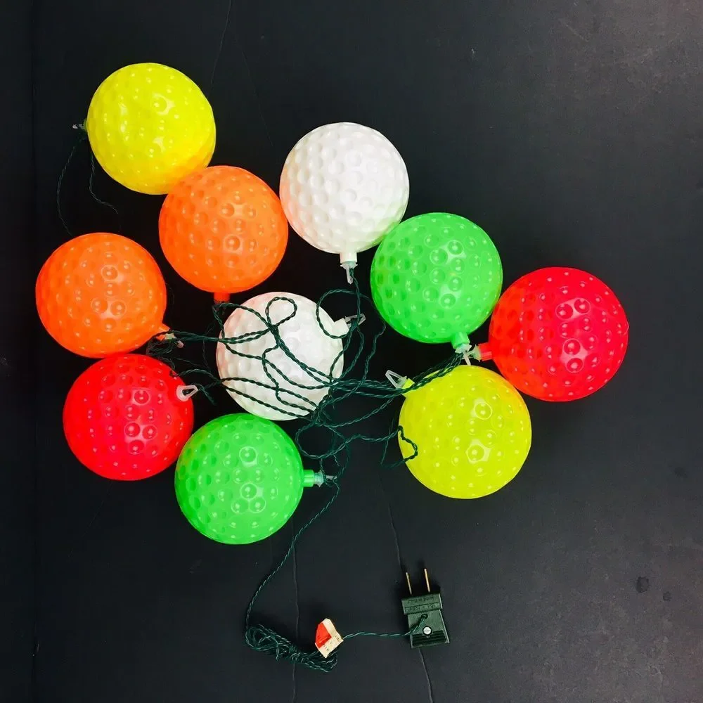 VTG Kurt S. Adler Golf Ball Party Patio‎ Lights 10 Lights Bright Waterproof 80s